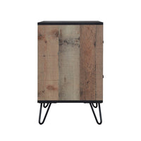 Lala 25 Inch Nightstand, 2 Drawers, Black Handles, Rustic Brown Wood Finish - BM309490