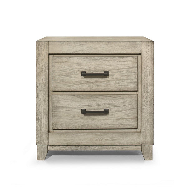 Alo 27 Inch Nightstand, 2 Drawers with Metal Handles, Rustic White Finish - BM309504