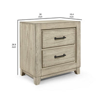 Alo 27 Inch Nightstand, 2 Drawers with Metal Handles, Rustic White Finish - BM309504