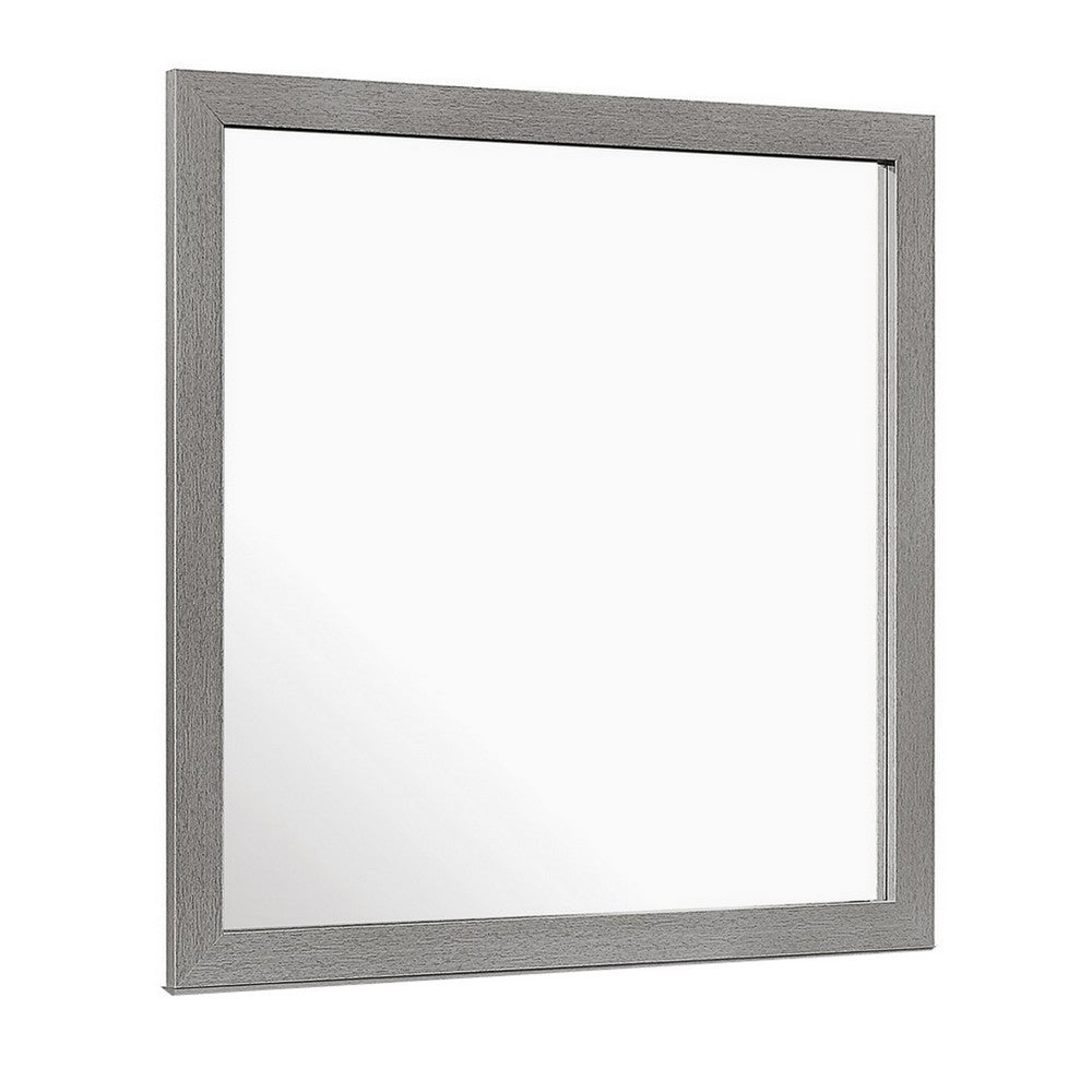 Sami 40 x 40 Dresser Mirror, Embossed Texture, Modern Style, Gray Wood  - BM309516