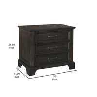 Annu 30 Inch Nightstand, 3 Drawers, Felt and Cedar Lining, Walnut Brown - BM309517