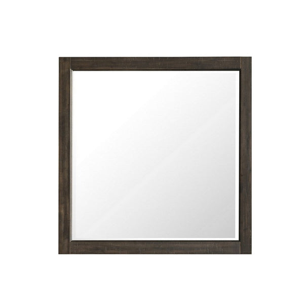 Annu 43 x 43 Dresser Mirror, Transitional, Square Walnut Brown Wood Frame - BM309520