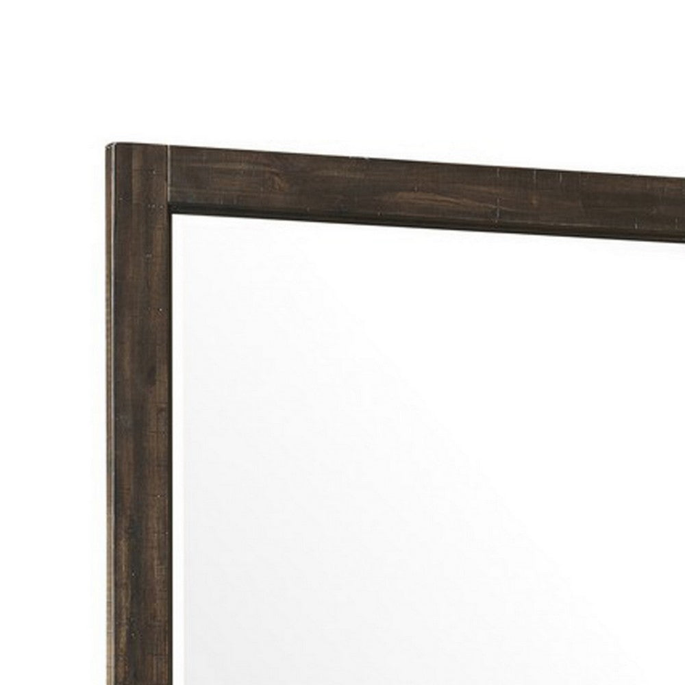 Annu 43 x 43 Dresser Mirror, Transitional, Square Walnut Brown Wood Frame - BM309520