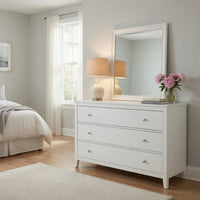 Limi 37 x 43 Dresser Mirror, Modern Wood Frame, White Brushed Finish - BM309521