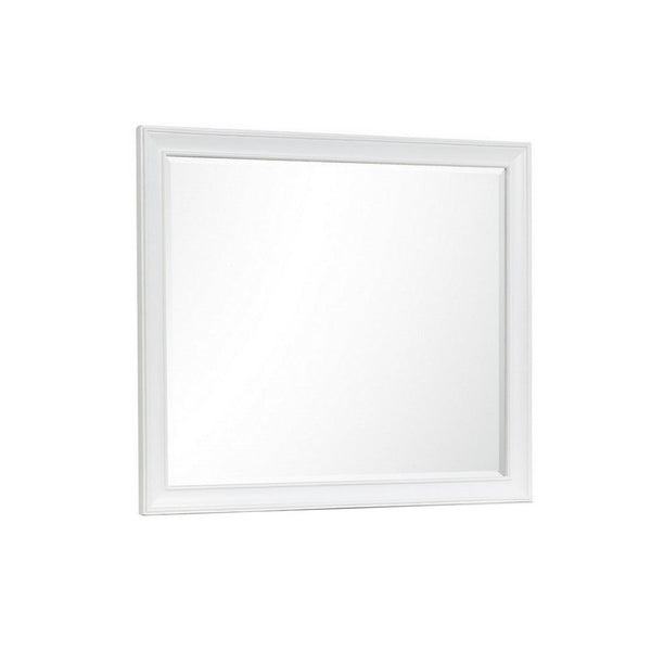 Limi 37 x 43 Dresser Mirror, Modern Wood Frame, White Brushed Finish - BM309521