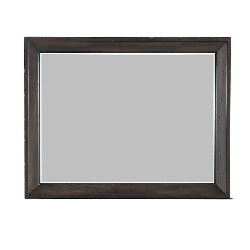 Laji 39 x 50 Dresser Mirror, Modern Style, Rich Walnut Brown Wood  - BM309523