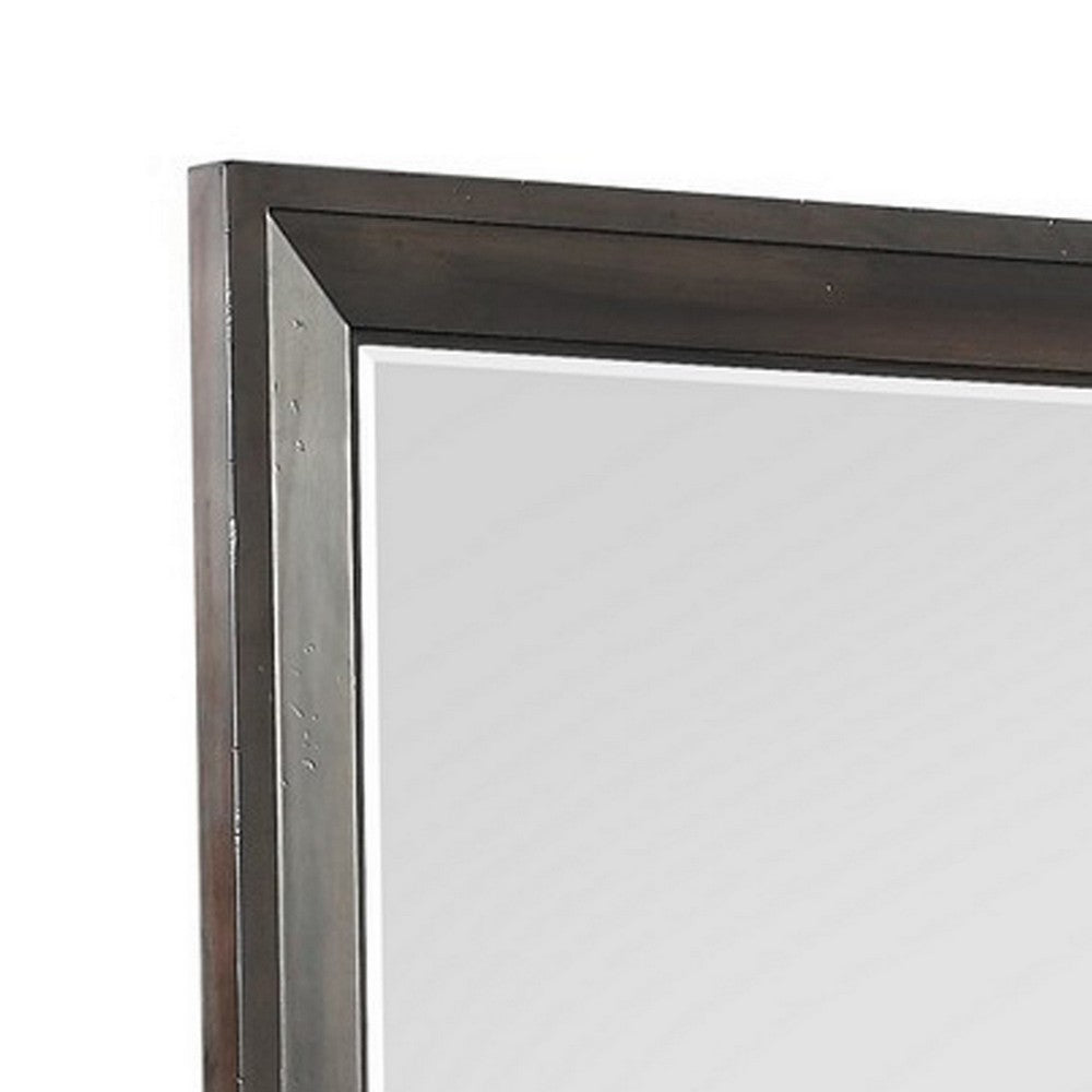 Laji 39 x 50 Dresser Mirror, Modern Style, Rich Walnut Brown Wood  - BM309523
