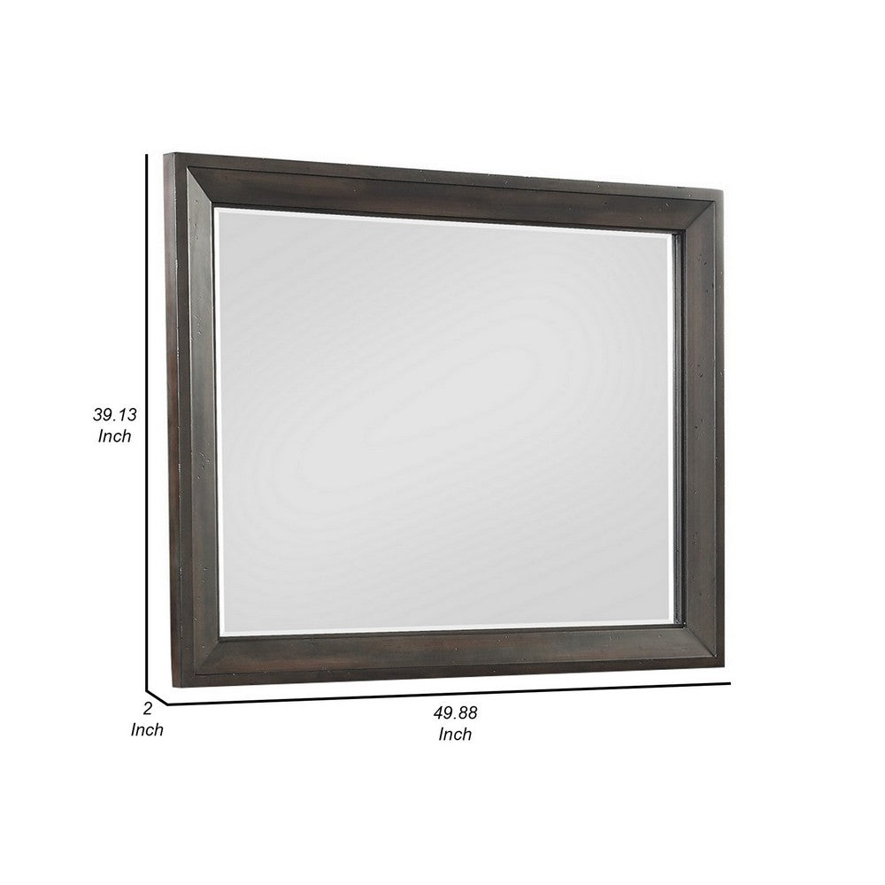 Laji 39 x 50 Dresser Mirror, Modern Style, Rich Walnut Brown Wood  - BM309523