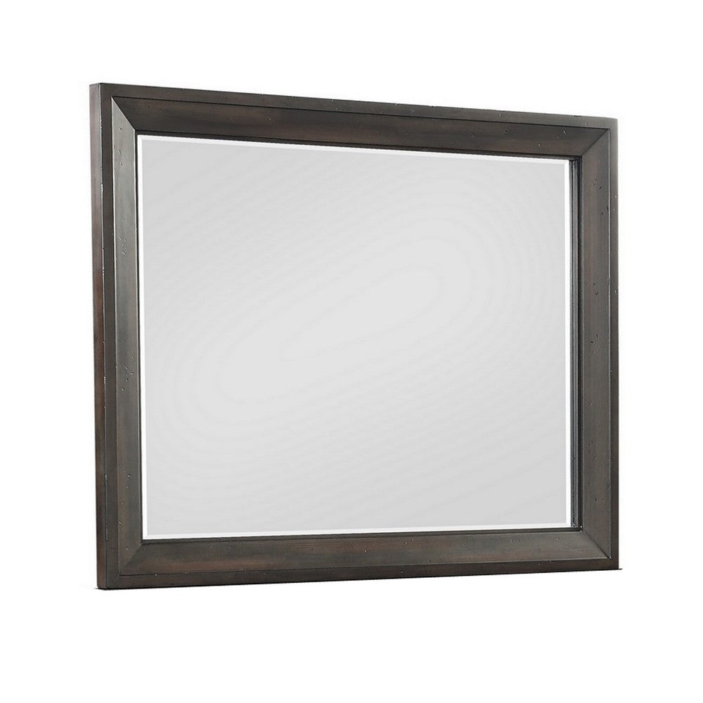 Laji 39 x 50 Dresser Mirror, Modern Style, Rich Walnut Brown Wood  - BM309523