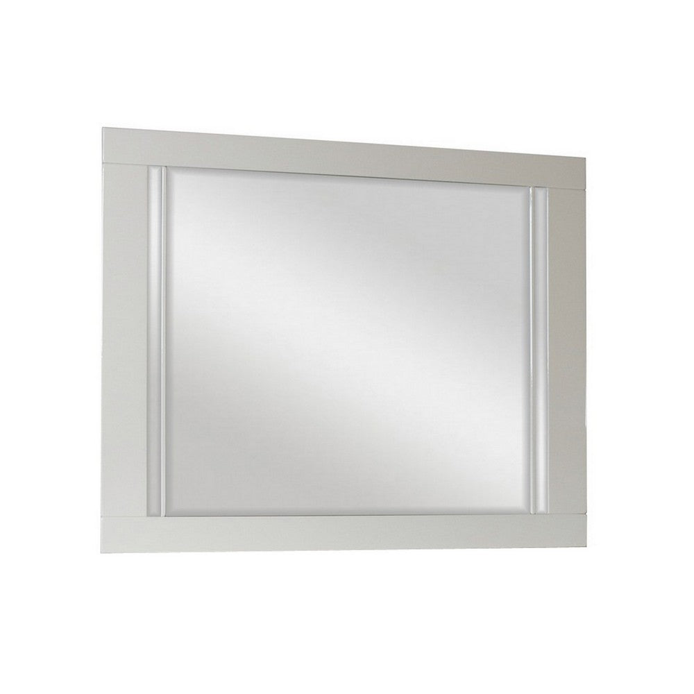 Yoza 38 x 47 Dresser Mirror, Modern, High Gloss White Laminate Finish - BM309524