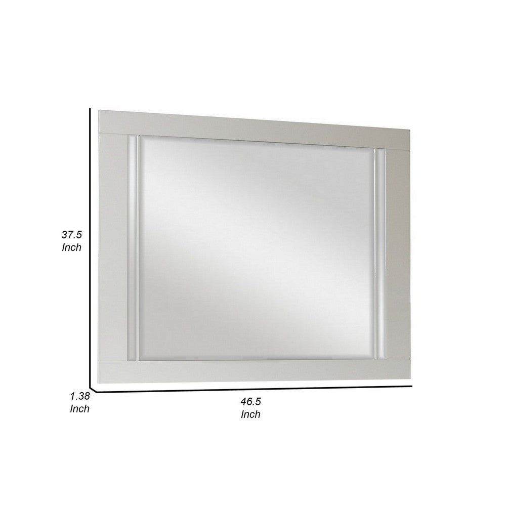 Yoza 38 x 47 Dresser Mirror, Modern, High Gloss White Laminate Finish - BM309524