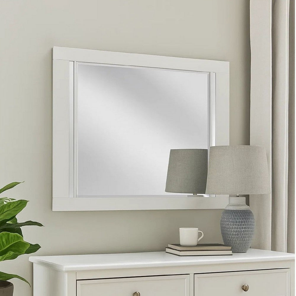 Yoza 38 x 47 Dresser Mirror, Modern, High Gloss White Laminate Finish - BM309524