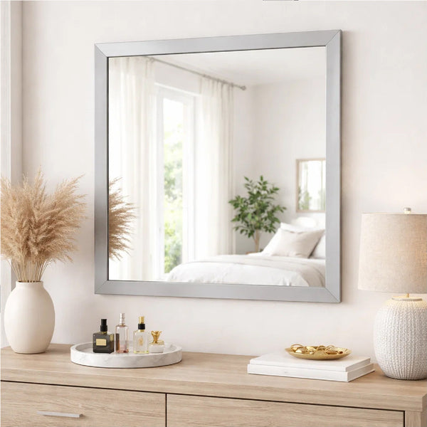Moko 40 x 40 Dresser Mirror, Square, Modern Style, Gray Finished Frame - BM309531