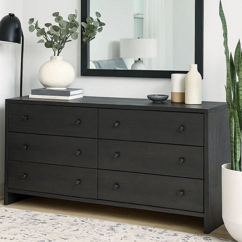 dresser mirror black Marceline 6-drawer with Mirror attaches to back of dresser Maribel - Black - Six