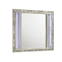 Bet 41 x 48 Dresser Mirror, Silver Solid Wood Frame with Rhinestone Inlay - BM309539