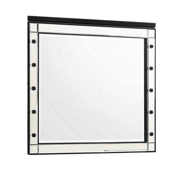 Lee 37 x 40 Vanity Mirror, 10 Light Bulb Sockets, Modern Black Wood Frame - BM309541
