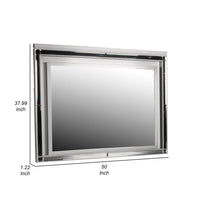 Lee 38 x 50 Dresser Mirror, Modern LED Light Trim, Silver Hardwood Frame - BM309542