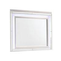 Lee 38 x 50 Dresser Mirror, Modern LED Light Trim, White Hardwood Frame - BM309544