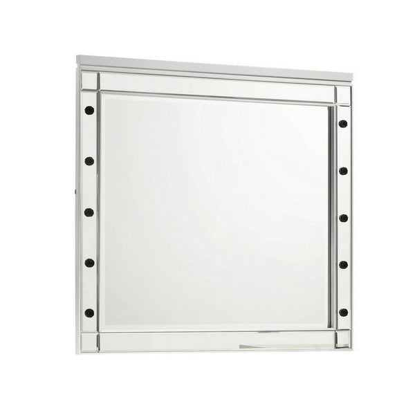 Lee 37 x 40 Vanity Mirror, 10 Light Bulb Sockets, Modern White Wood Frame - BM309545