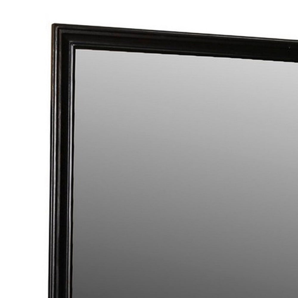 Umi 39 x 39 Dresser Mirror, Molded Design Solid Wood Black Square Frame - BM309546