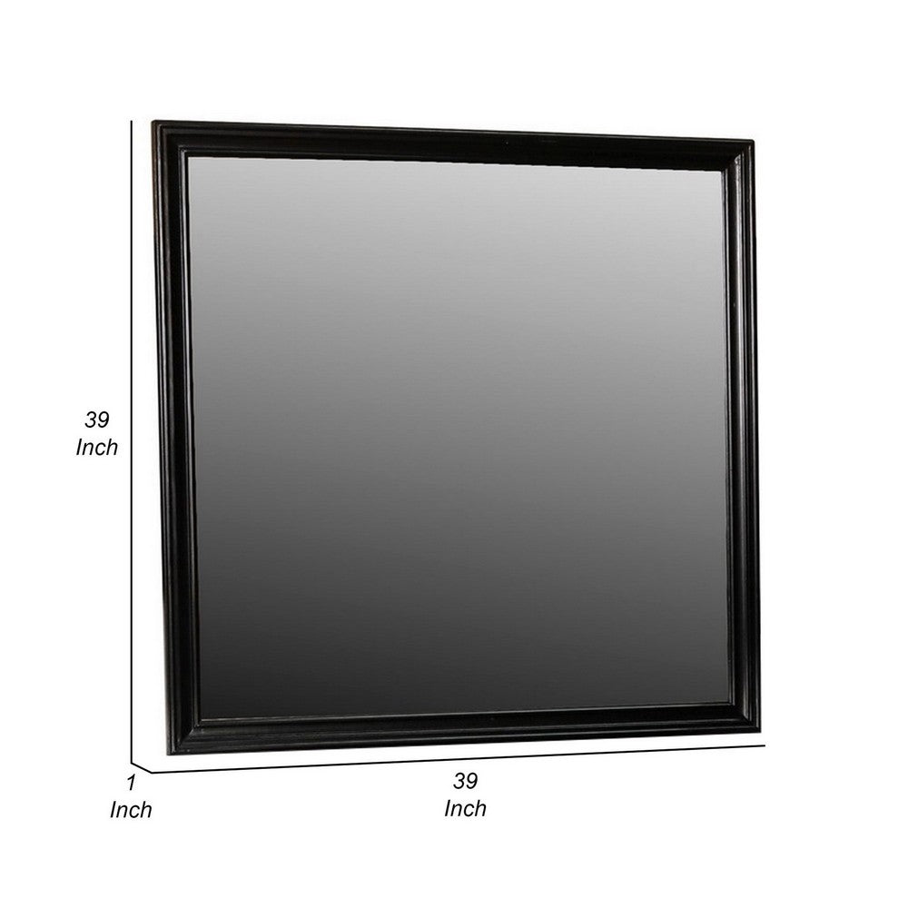 Umi 39 x 39 Dresser Mirror, Molded Design Solid Wood Black Square Frame - BM309546