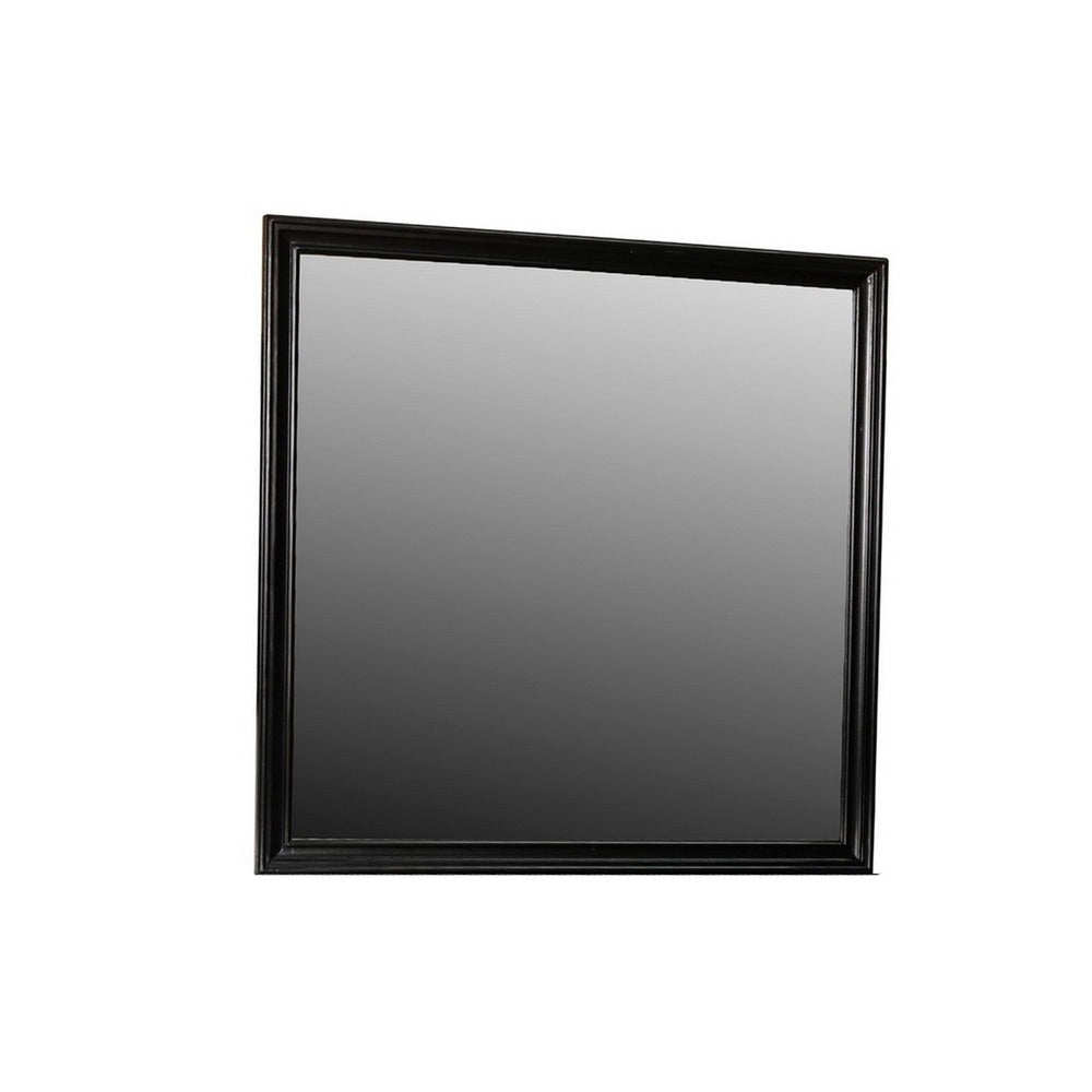 Umi 39 x 39 Dresser Mirror, Molded Design Solid Wood Black Square Frame - BM309546