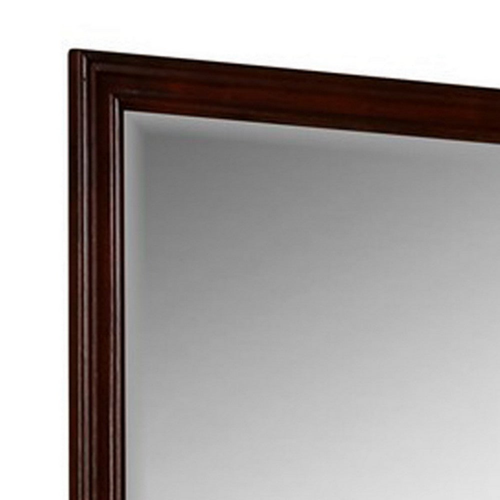 Umi 39 x 39 Dresser Mirror, Molded Design Solid Wood Cherry Square Frame - BM309547