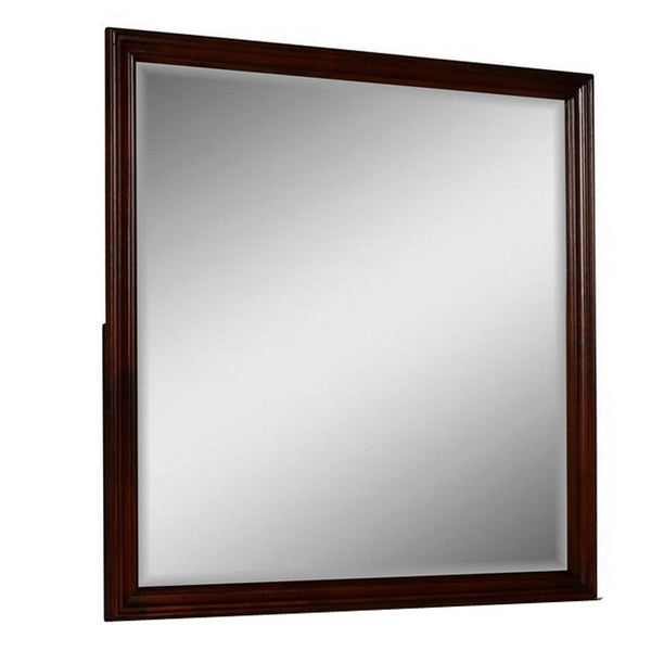 Umi 39 x 39 Dresser Mirror, Molded Design Solid Wood Cherry Square Frame - BM309547