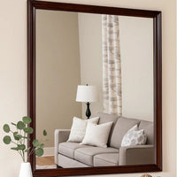 Umi 39 x 39 Dresser Mirror, Molded Design Solid Wood Cherry Square Frame - BM309547