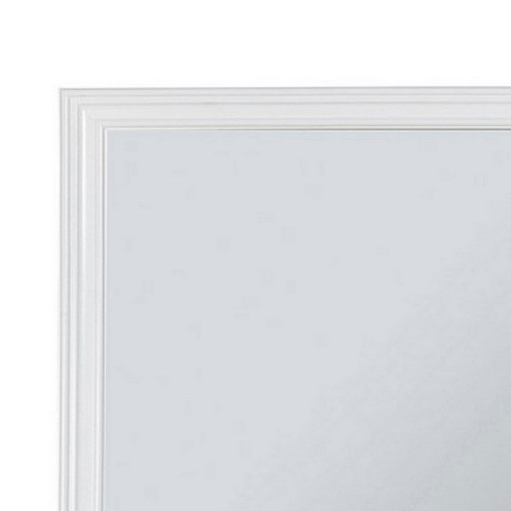 Umi 39 x 39 Dresser Mirror, Molded Design Solid Wood White Square Frame - BM309548