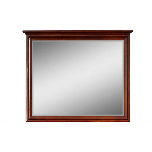 Tia 38 x 46 Dresser Mirror, Basswood Square Frame, Molded Tier Top, Brown - BM309549
