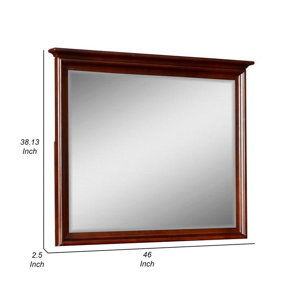 Tia 38 x 46 Dresser Mirror, Basswood Square Frame, Molded Tier Top, Brown - BM309549