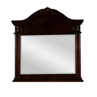 Fay 42 x 44 Dresser Mirror, Arched Hand Carved Frame, Dark Brown Maple Wood - BM309550