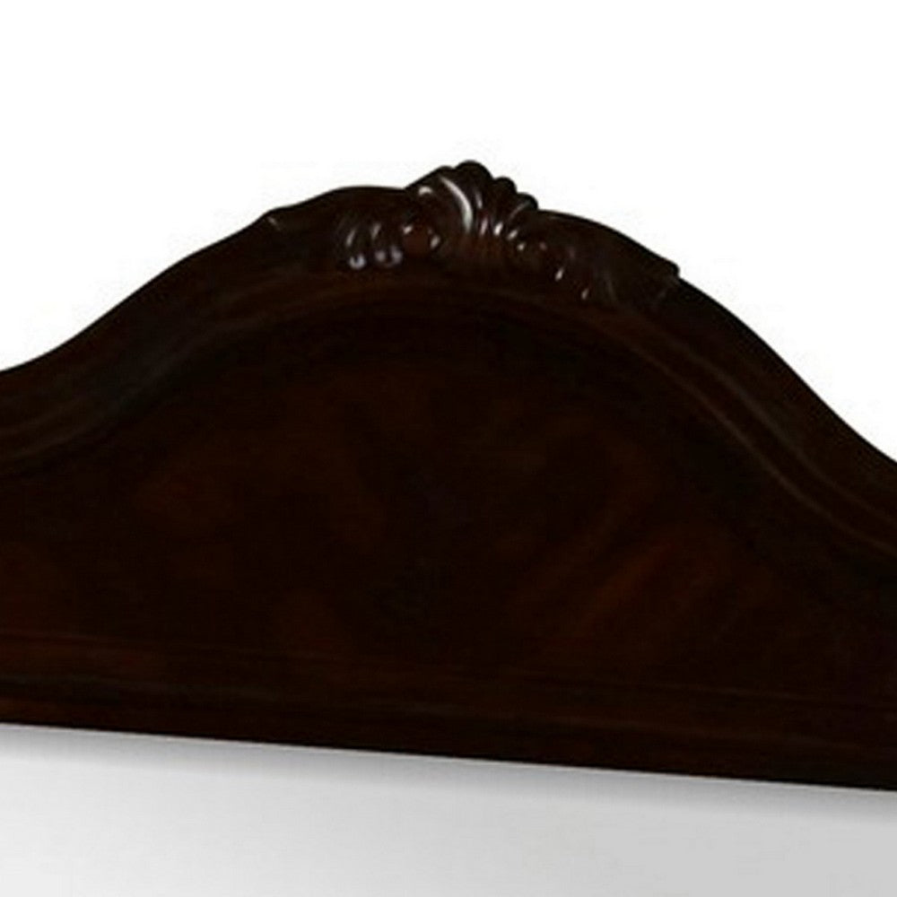 Fay 42 x 44 Dresser Mirror, Arched Hand Carved Frame, Dark Brown Maple Wood - BM309550