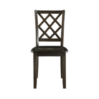 Ava 21 Inch Dining Chair Set of 2, Lattice Back, Brown Rubberwood Frame - BM309558