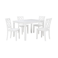 Ava 21 Inch Dining Chair Set of 2, Lattice Back, White Rubberwood Frame - BM309559