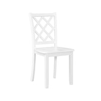 Ava 21 Inch Dining Chair Set of 2, Lattice Back, White Rubberwood Frame - BM309559