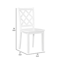 Ava 21 Inch Dining Chair Set of 2, Lattice Back, White Rubberwood Frame - BM309559