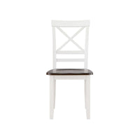 Dera 21 Inch Dining Chair Set of 2, Crossed Back, White Rubberwood Frame - BM309562