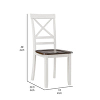 Dera 21 Inch Dining Chair Set of 2, Crossed Back, White Rubberwood Frame - BM309562