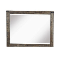 Galle 38 x 50 Dresser Mirror, Rectangular, Metal Accents, Walnut Brown Wood - BM309564