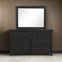 Galle 38 x 50 Dresser Mirror, Rectangular, Metal Accents, Dark Gray Wood - BM309566