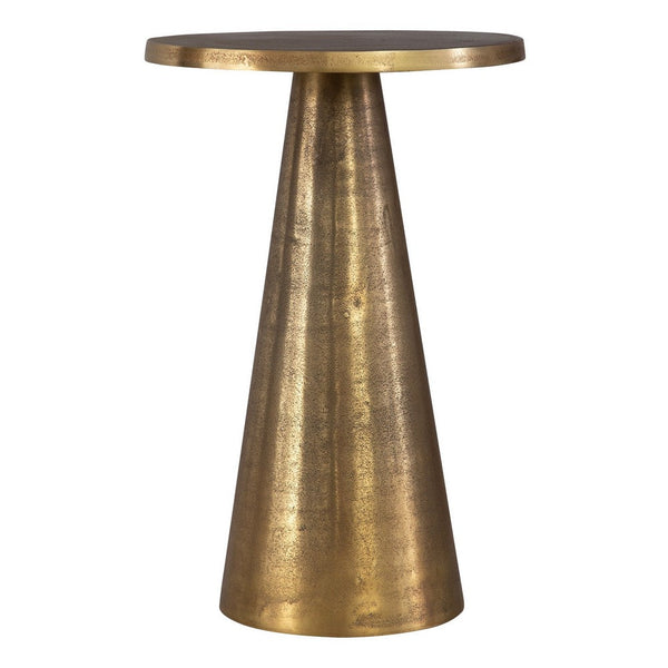 20 Inch Accent Table, Classic Round Pedestal Base, Antique Brass Finish - BM309573