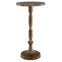 24 Inch Accent Drink Table, Round Tabletop, Turned Pedestal Base, Gold - BM309575