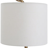 30 Inch Table Lamp, White Round Hardback Drum Shade, Antique Gold Base - BM309576