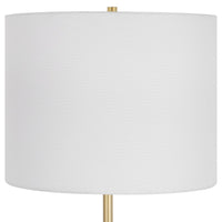 Lily 28 Inch Accent Lamp, White Round Hardback Drum Shade, Black, Gold - BM309577