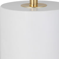 Lily 28 Inch Accent Lamp, Round Hardback Drum Shade, White Base, Gold - BM309578