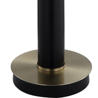 32 Inch Table Lamp, Slender Metal Body, White Drum Shade, Black, Gold - BM309582