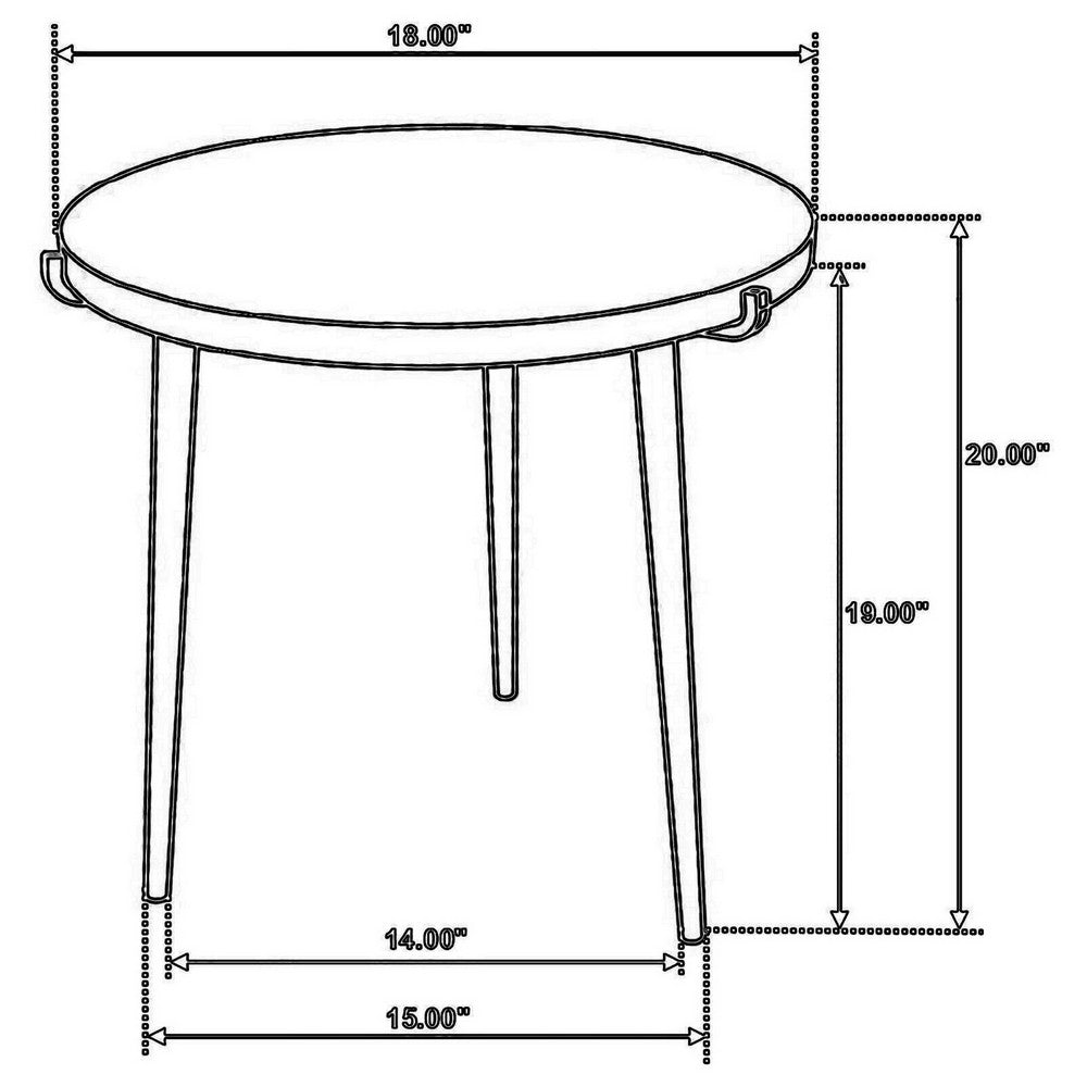 Pia 20 Inch Side End Table, Mango Wood Top, Round, Iron Tripod Legs - BM309593