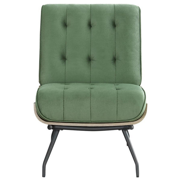 Nain 35 Inch Accent Chair, Oversized Cushion Tufted Back, Green Upholstery - BM309603